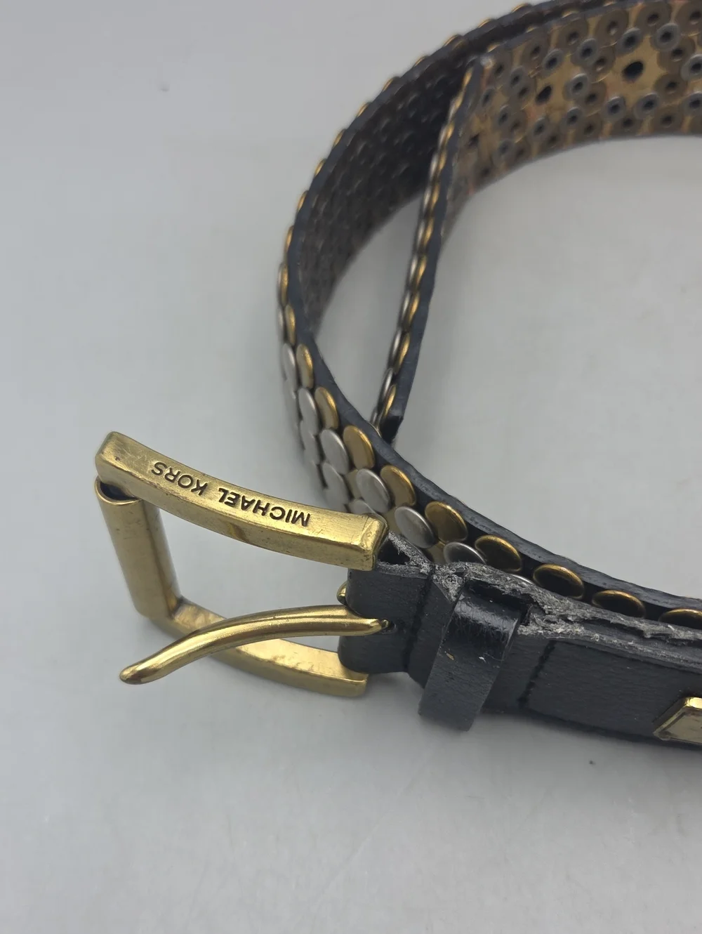 MK Belt MICHAEL KORS Heavily Studded Leather Belt Women Large